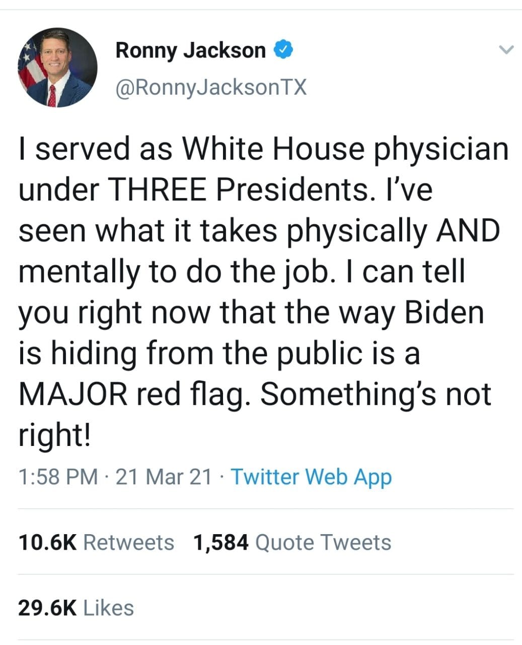 White House Doctor to Bush, Obama and Trump