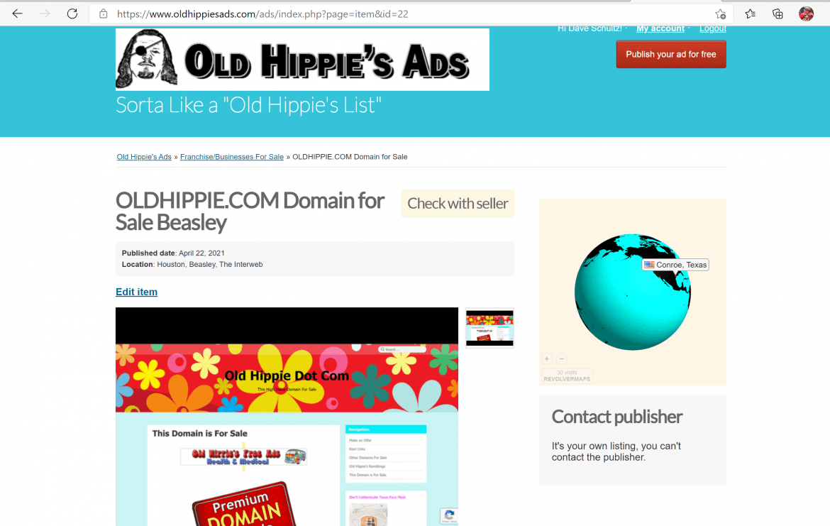Domain www.OldHippie.com For Sale