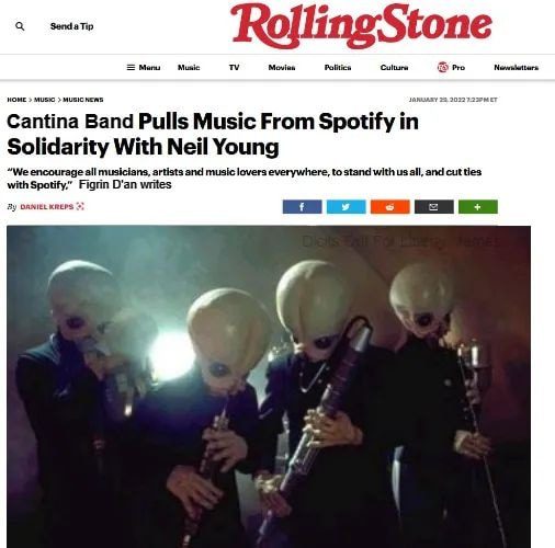 Star Wars Cantina Band Pulls Their Music from Spotify