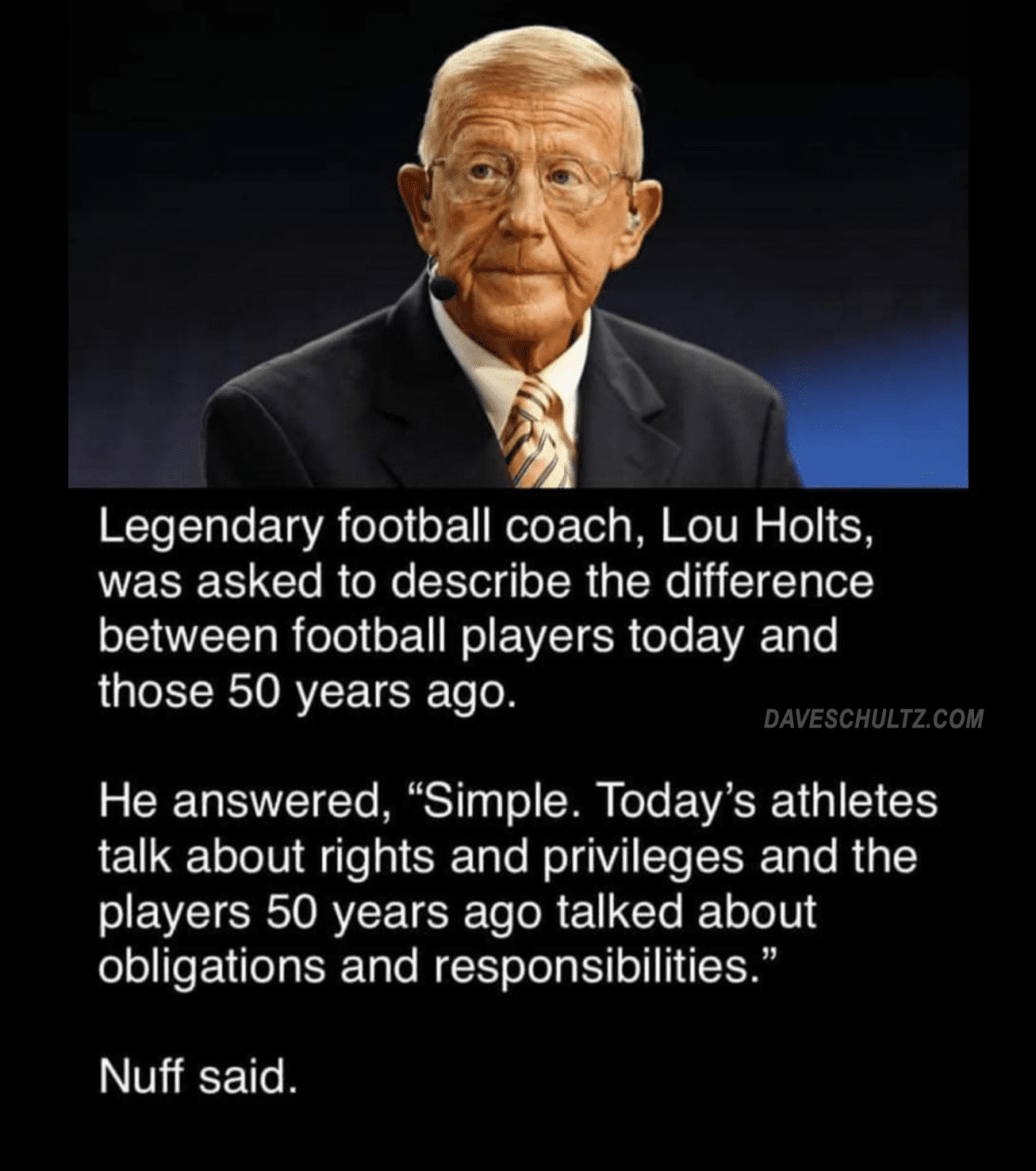 Lou Holtz on the Evolution of Players